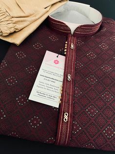 Welcome to our shop! Discover the elegance of our handmade Wine color Indian kurta for men. This traditional ethnic wear is meticulously crafted to blend timeless style with modern comfort. Perfect for various occasions, this kurta adds a touch of Indian heritage to your wardrobe. Designer Men's Kurta Pajama Set with Embossed design pattern with small zari buttis drops all over the Kurta and fancy neckline Please note - Kurta has Sherwani Style and not Sherwani. It is fully lined like a sherwani Elegant Kurta With Traditional Patterns And Drape, Elegant Kurta With Traditional Patterns For Festive Occasions, Elegant Kurta With Traditional Patterns For Diwali, Elegant Kurta With Traditional Patterns, Elegant Festive Kurta With Traditional Patterns, Traditional Drape Kurta With Patterns For Wedding, Semi-stitched Kurta With Traditional Patterns For Wedding, Elegant Kurta With Traditional Patterns For Eid, Wedding Kurta With Traditional Patterns, Semi-stitched