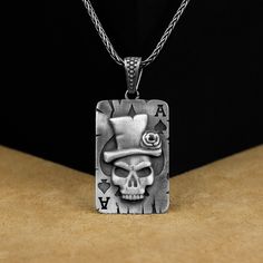 Poker Pendant, Ace Of Spades Magician Skull Silver Men Necklace, Silver Poker Biker Fashion Necklace, Skul Biker Jewelry, Anniversary Gift Made of 925 silver and handcrafted by hand, this ring is not only an accessory piece that complements your daily elegance, but also has details that will reflect your character and style. It is also a great gift to give to your loved ones on their special days. At SavisSilver, we always give importance to the satisfaction of our customers, we recommend you to Biker Jewelry For Halloween Gift, Biker Style Jewelry For Halloween Gift, Biker Style Halloween Jewelry Gift, Biker Skull Jewelry For Gift, Biker Style Skull Jewelry Gift, Biker Style Skull Jewelry For Gift, Men Necklace Silver, Biker Fashion, Biker Jewelry