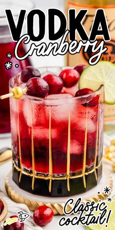 the cover of vodka cranberry classic cocktail