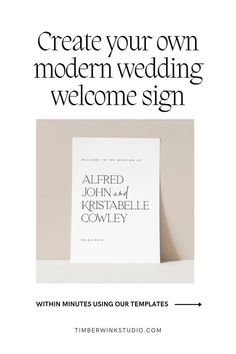 Design Modern Minimalist Wedding Welcome Signs with DIY Templates