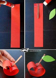 the steps to make an apple out of construction paper