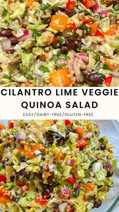 Cilantro Lime Veggie Quinoa Salad Lime Cilantro Dressing, Lime Quinoa Salad, Veggie Quinoa Salad, Healthy Quinoa Salad, Veggie Quinoa