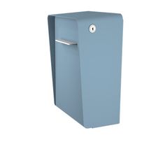 a blue paper dispenser on a white background