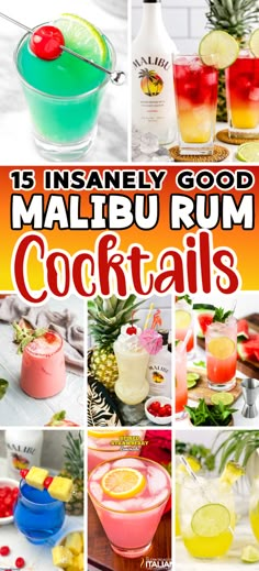 Malibu Rum Drink Recipes – Try these insanely good Malibu Rum Cocktails for your tropical hour! Fun and flavorful adult beverages using the one and only – Malibu Coconut Rum! Good Mixed Drinks Easy, Fruity Mixed Drinks Alcoholic Easy Vodka, Long Island Alcoholic Drinks, Malibu Rum Mixed Drinks, Easy Mixed Drinks With Malibu Rum, Mixed Drinks Alcoholic Malibu, Drinks To Make With Coconut Rum, Things To Mix With Malibu, Fun Drinks With Malibu