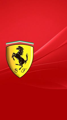 the ferrari logo is shown on a red background