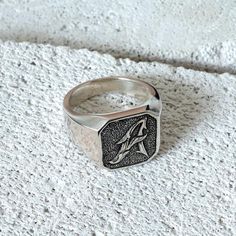 Monogram Square Initial Hand Engraved Personalized Sterling | Etsy Engraved Signet Ring, Personalized Gold Jewelry, Signet Rings Women, Mushroom Jewelry, Handmade Silver Ring, Monogram Ring, Signet Rings, Silver Signet Ring, Monogram Jewelry