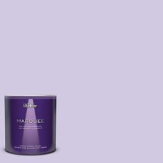 a purple paint can with the words marjoiee on it in front of a purple background