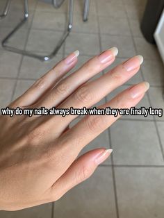 Natural Nail Shape Long, Clean Long Nails Aesthetic, Long Pretty Nails Natural, Long Strong Natural Nails, Mid Length Natural Nails, Rounded Long Nails, Healthy Strong Nails, Long Healthy Nails Natural, Nail Growth Aesthetic