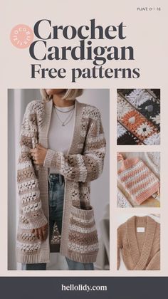 the crochet cardigan free patterns is shown