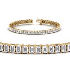 A classic tennis design featuring a fluid stream of brilliance that embellishes the wrist. This 0.15 ct. emerald cut tennis bracelet, set in a lustrous metal link with open box clasps, scintillates with breathtaking radiance.   Emerald cut stones of 8.10 Total Carat Weight with Clarity VS1 and Color H in a prong setting. Total Number of Stones:- 54 Bracelets For 7 Inch Wrist Size. This 8 Carat Emerald Cut Tennis Diamond Bracelet is also available with your preferred choice of luminous metals. Direct Manufacturing Prices. 30 Days Return Policy. Easy Lifetime Upgrade and Financing Available. If you don’t find your desired jewelry, please don’t hesitate to contact our in-house designer to make your desired jewelry design. We recommend you make your ap Tennis Design, Emerald Engagement Ring Cut, Best Diamond, Open Box, Tennis Bracelet, Emerald Cut, White Diamond, Bracelet Set, Prong Setting