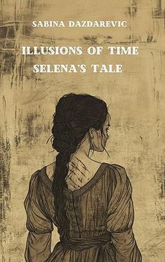 a drawing of a woman with her hand on her shoulder and the words illusion of time selena's tale written below