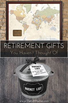 an ice cream bucket with the words retirement gifts you haven't thought off on it