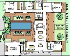 the floor plan for a house with swimming pool