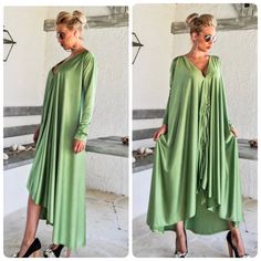 NEW Evening Maxi Dress / Pear Green Plus Size Dress / Evening Dress / Maxi Dress / Party Dress / Plus Size Dress / Open Back Dress / Summer Dress / Long Sleeve Dress / #35266 NEW 2018.... A must have maxi dress...! With long sleeves and open back cut out ! Ideal for all body-types, you can have a very elegant appearance ! - Handmade item - Materials : crystal jersey - The model wears : size - one size , color - Pear Green PLEASE NOTE : The dress is ONE SIZE but you have to choose a size from XS Green Maxi Length Long Sleeve Party Dress, Green Long Sleeve Maxi Dress For Party, Long Green Dresses For Fall, Green Plus Size Dress, Green Plus Size Dresses, Party Dress Plus Size, Scarf Diy, Comfortable Maxi Dresses, Plus Size Long Dresses