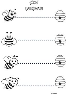 printable worksheet for kids to learn how to draw and color the bees