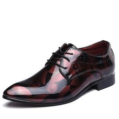 Designer Print Leather Luxury Fashion Oxford Shoes Wedding Shoes Red, Red Leather Shoes, Oxford Shoes Style, Patent Leather Dress, Men's Dress Shoes, Leather Formal Shoes, Oxfords Shoes, Oxford Shoes Men, Men Formal