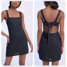 New With Tags Pacsun Womens La Hearts Tie Back Linen Mini Dress In Black, Size Large. Tie Back Linen Mini Dress From La Hearts With Open Back Feature, A Back Zipper Closure, Thick Straps, And Linen Material. Mini Length Tie Back Linen Material Thick Straps Open Back Feature Back Zipper Closure Nwt Approximate Measurements: 19 Inch Flat Bust 15 Inch Flat Waist 34 Inch Total Length. Black Square Neck Dress With Tie Back, Black Square Neck Mini Dress For Vacation, Black Fitted Mini Sundress, Casual Tie Back Mini Dress For Night Out, Black Backless Sundress, Black Square Neck Sundress, Black Fitted Sundress For Beach, Fitted Black Sundress For Beach, Fitted Black Sundress For The Beach