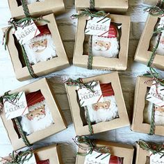 small christmas gift boxes with santa clause on them