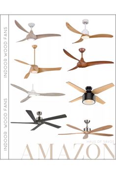 several different ceiling fans with the words amazon on them and an image of two lamps