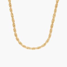 This finely made 14k yellow gold 18" rope chain is perfect to use with pendants or worn on its own. Classic Link Chain Necklace With Rope Detail, Everyday Yellow Gold Figaro Rope Chain Necklace, Classic Link-style Rope Chain Necklace, Classic Rope Chain Link Necklace, Elegant Gold Figaro Rope Chain Necklace, Classic Rope Chain Necklace With Wheat Link, Gold Classic Rope Chain Necklace For Everyday, Classic Gold Rope Chain Necklace For Everyday, Classic Rope Chain Necklace In 14k Gold