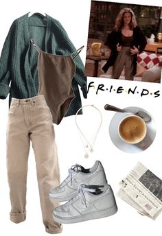 Friends Tv Show Outfit Ideas, Friends Outfits 90s Inspiration, Tv Outfit Inspiration, Friends Tv Show Outfits Rachel Green, Long Torso Outfits Aesthetic, Rachel Green Outfits Autumn, 90s Trousers Outfit, Rachel Green Capsule Wardrobe, Friends Show Outfits Monica