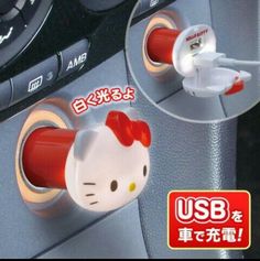 the hello kitty car charger is plugged in