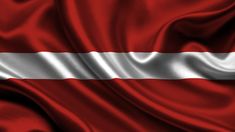 the flag of denmark is shown in this close up photo with silky folds and waves