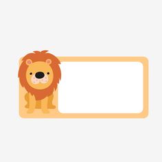 a lion with a blank sign on it's face, sitting in front of a white background