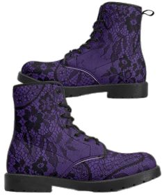 Gothic Boots With Laces And Round Toe, Gothic Round Toe Boots With Laces, Purple Lace-up Leather Boots, Purple Punk Boots With Round Toe, Purple Leather Lace-up Boots, Fitted Purple Ankle Boots, Grunge Style Lace-up Combat Boots For Alternative Fashion, Grunge Lace-up Boots For Alternative Fashion, Purple High-top Boots For Fall