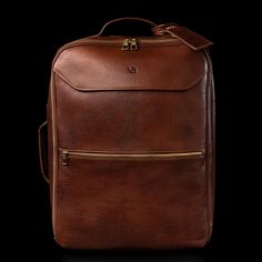 Leather Carry On Luggage with Wheels for Men | Small Rolling Suitcase Cabin Bag with 16-inch Laptop Sleeve | Personalized Wheeled Business Travel Bag in Brown, Black, or Tan - Von Baer Luxury Brown Laptop Bag For Travel, Luxury Leather Backpack For Travel In Cognac, Classic Rectangular Laptop Bag For Trip, Luxury Cognac Leather Backpack For Travel, Luxury Briefcase With Luggage Sleeve For Trip, Luxury Brown Briefcase For Travel, Luxury Cognac Leather Travel Backpack, Luxury Brown Laptop Bag With Luggage Sleeve, Luxury Cognac Briefcase With Luggage Sleeve