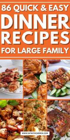 the cover of an easy dinner recipe for large family