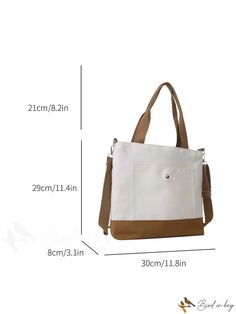 BirdinBag - Stylish Adjustable-Strap Tote Bag with Large Capacity and Vibrant Contrast Color Versatile Canvas Shoulder Bag With Adjustable Strap, White Bags With Adjustable Strap For Everyday Use, White Canvas Bag With Adjustable Strap For Daily Use, White Canvas Satchel With Adjustable Strap, White Satchel Canvas Bag With Adjustable Strap, White Shoulder Bag With Adjustable Handle For School, White Shoulder Bag With Detachable Adjustable Strap, Daily Use Canvas Hobo Bag With Adjustable Strap, Canvas Hobo Bag With Adjustable Strap For Daily Use