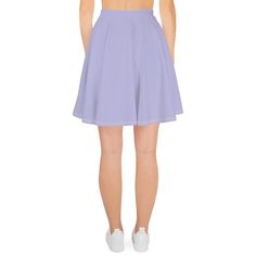 Lavender skirt | midi length | above the belly button 💜🌈 This cute pastel purple skater skirt is perfectly on-trend!🐟 6% of profits go toward protecting our oceans via Ocean Conservancy charity🎉 FREE US SHIPPING & Reduced Worldwide ShippingThis lavender skirt for women is this special (why the $48):✄ Handmade❀ Eco Ink Print☺ Sweatshop-Free / Ethical Manufacturing✔ Supports a good cause (the ocean!)and....➳ Fade resistant➳ Not see-through➳ Sweat-wicking➳ DurableMatching Crop Top:https://www.e Casual Purple Mini Pleated Skirt, Summer Fitted Purple Pleated Skirt, Purple Casual Pleated Skirt For Summer, Purple Pleated Skirted Skort, Lavender Lined Skirt For Spring, Casual Purple Flowy Skirt, Purple Mini Pleated Skirt For Summer, Summer Purple Pleated Mini Skirt, Lavender Mini Skirt For Summer