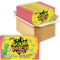 two boxes of sour patch candy sitting next to each other