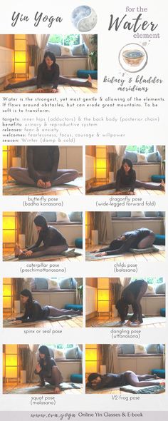 a woman is doing yoga on the floor