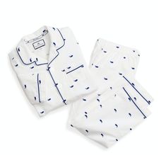 This nautical print is perfect for the seaside. Little blue whales swim on the fabric and drift you off dreamland. This classic pajama set is accented with navy piping and finished with pearl buttons; the exquisite cotton is lighter weight than flannel, making them soft yet breathable. In our luxurious sleepwear, your little one will be tucked in love and off to dreamland. Bonne nuit. Pijamas Women, Cute Pjs, Classic Pajamas, Cute Whales, Cute Pajama Sets, Whale Print, Cute Pajamas, Matching Pajamas, Kids Pajamas