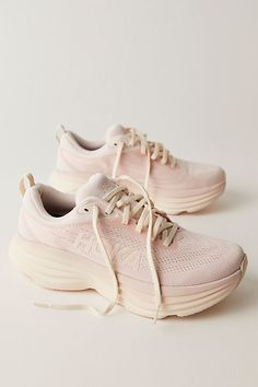 HOKA®  Bondi 8 Sneakers Cute Sneakers Aesthetic, Comfortable Air-cushioned Sneakers For Workout, Comfortable Sneakers With Air Cushioning For Workout, Comfortable Workout Sneakers With Air Cushioning, Free People Hoka Shoes, Neutral Hoka Shoes, Pink Hoka, Best Nurse Shoes, Free People Hokas