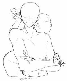 a drawing of two people hugging each other