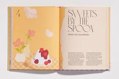 an open book with flowers in vases on the cover and text that reads sweet by the spoon