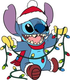 an image of a cartoon character with christmas lights on it's legs and mouth