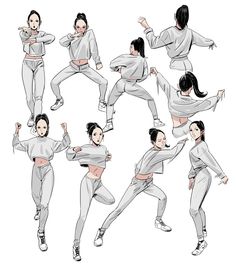 a woman doing different poses in various positions