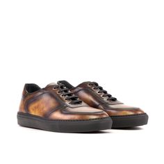 Talsa Patina Low Top Sneaker - Premium Men Casual Shoes from Que Shebley - Shop now at Que Shebley Patina Style, Leather Dye, Leather Trainers, Trainer Sneakers, Mens Luxury, Handmade Shoes, Black Rubber, Sporty Style, Shoes Trainers