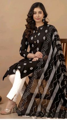 colour black Tie Dye Outfits, Dupatta Set, Kurta With Pants, Go For It, Black Color, Tie Dye, Cotton Blend, Dye, Pants