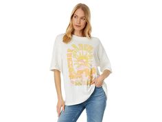 Billabong Take A Sun Trip Graphic Tee - Women's T Shirt : Salt Crystal : Feel that roomy and snug feeling wearing Billabong Take A Sun Trip Graphic Tee. Crew neckline. Short sleeves. Pull-on construction. Graphic print with brand detailing on the front. Straight hemline. 100% cotton. Machine washable. Imported. Casual T-shirt For Spring Day Out, White Relaxed Fit Cool T-shirt, Retro T-shirt For Everyday Fall Wear, Relaxed Short Sleeve T-shirt With Screen Print, Oversized Retro T-shirt For Spring, Casual Screen Print T-shirt For Day Out, Trendy Streetwear Shirt For Spring, Trendy Spring Streetwear Shirt, Soft-washed Crew Neck Tops For Day Out