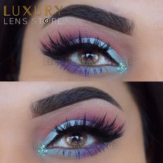 Change Eye Colour, Colour Contact Lenses, Blue Mascara, Bright Eye Makeup, Rave Makeup