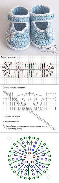 crochet patterns for baby shoes and booties with instructions to make them look like they are knitting