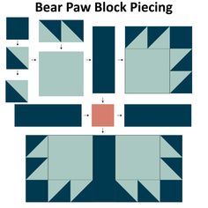 the bear paw block piecing pattern