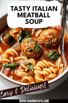 A flavorful bowl of Tasty Italian Meatball Soup featuring meatballs in tomato broth with vegetables and pasta. Weekend Lunch, Pasta Making, Tomato Broth, Meatball Soup, Hearty Soup, Recipes To Try