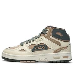 FILA FUSION Teratach 'Brown Cream' T12M219104FNA (SNKR/Retro/Basketball) Brown Sporty High-top Sneakers For Streetwear, Retro Brown Sneakers For Streetwear, Urban Brown High-top Sneakers For Sports, Brown Urban High-top Sneakers For Sports, Urban Brown High-top Sneakers, Retro Beige Sneakers For Streetwear, Vintage Beige Sneakers For Sports, Beige Vintage Sneakers For Sports, Vintage Beige Sneakers For Streetwear