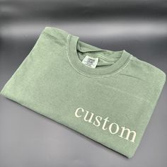 Custom Embroidered Comfort Colors T Shirt, Custom Embroidery Shirt, Embroidered Tee, Custom Text Tee, Fathers Day Gifts, Comfort Colors Tee  ** If you want to add text line; https://www.etsy.com/listing/1729447484/additional-text-embroidery-extra-line?ref=listings_manager_grid ** If you want to add on sleeve;   https://www.etsy.com/listing/1718295061/custom-sleeve-extra-sleeve-add-on?ref=listings_manager_grid **If you do not include the font , we will pick it for you.  **If not left thread color Text Embroidery, Text Tshirt, Tshirt Custom, Embroidery Shirt, Text Tee, Let It Shine, Quote Shirt, Embroidered Tee, Shirt Embroidery